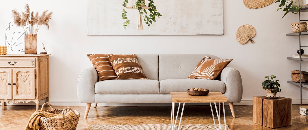 Living room with natural accents